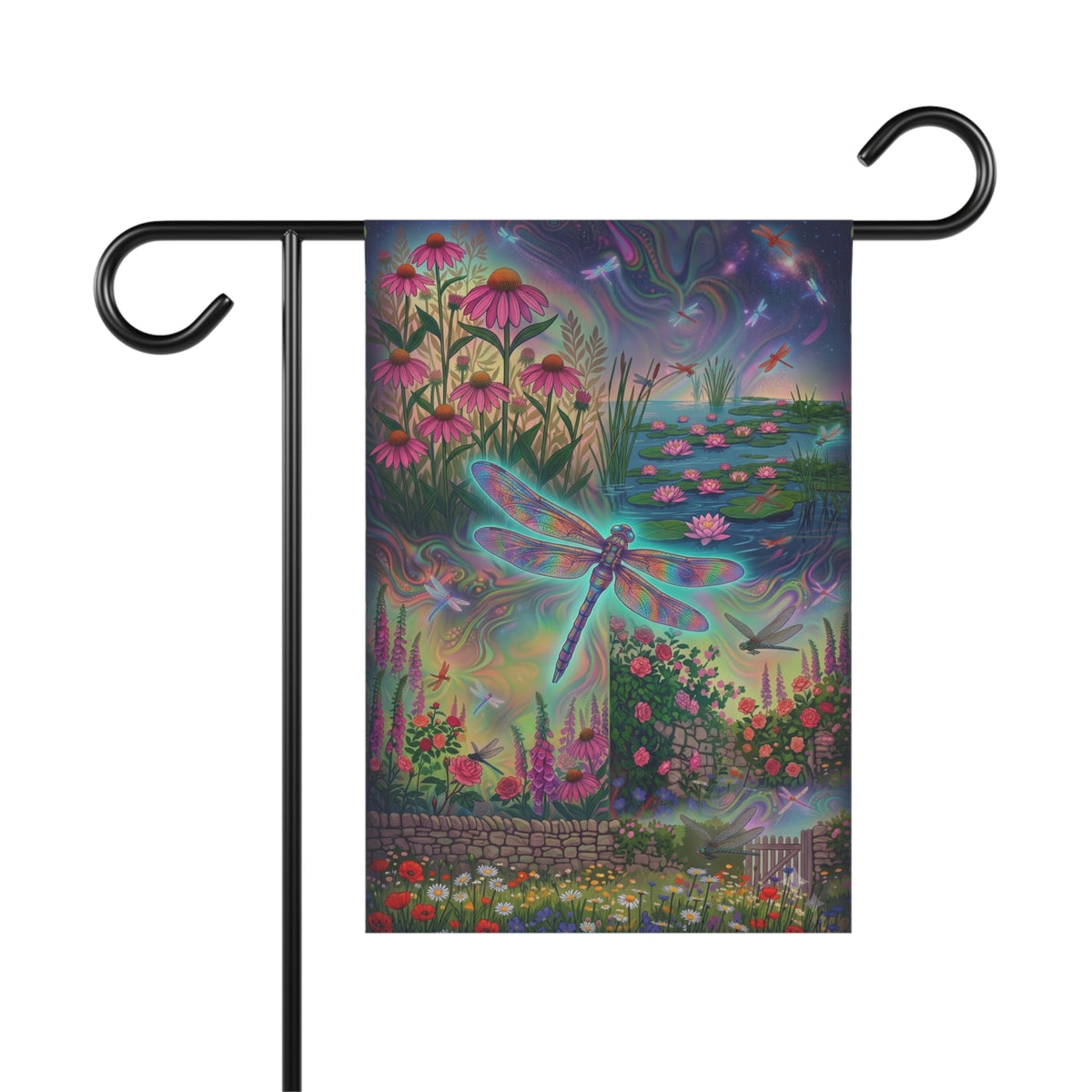 Dragonfly Garden Flag – Mystical Floral House Banner