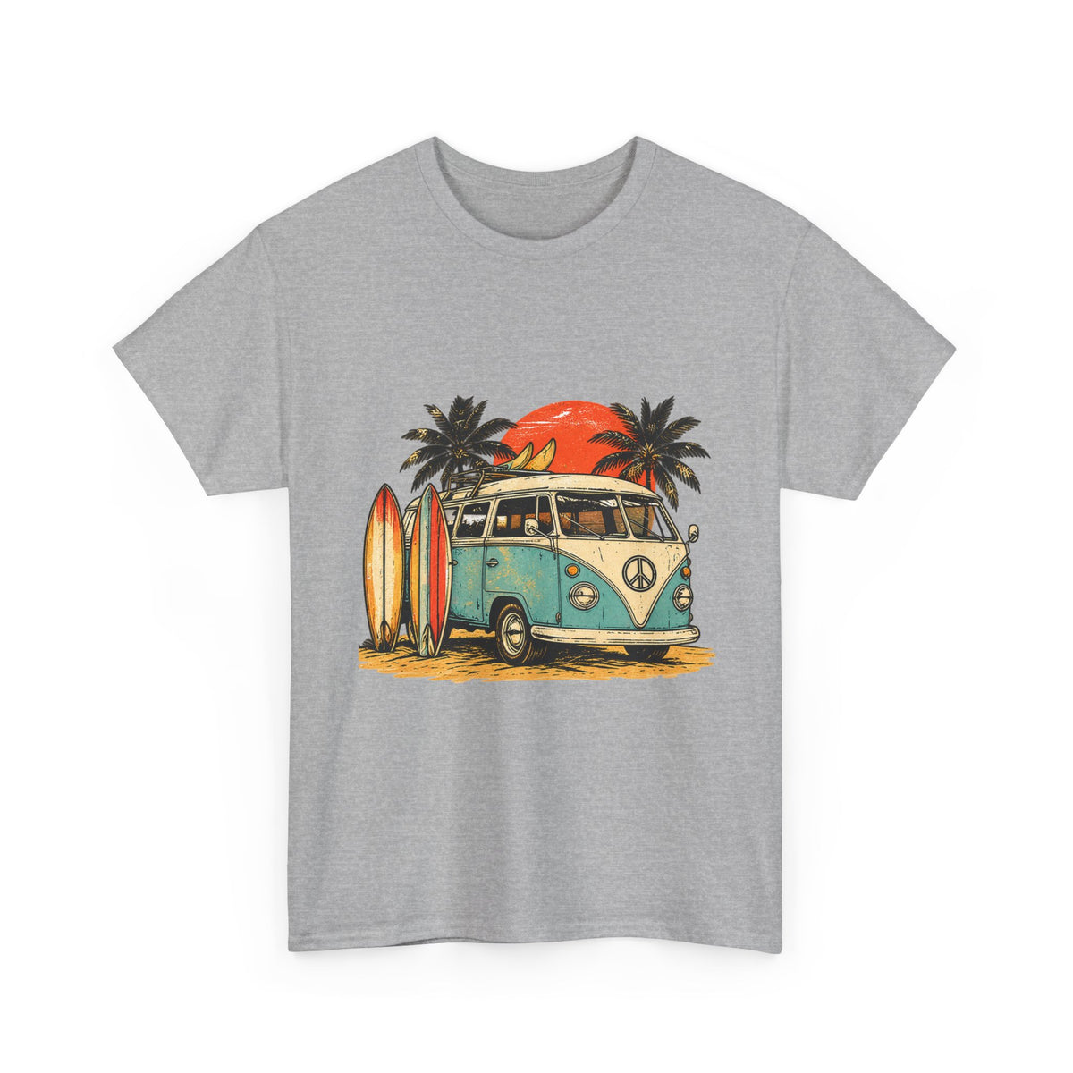 Retro Surf T-Shirt Vintage Beach Surfboard Tee