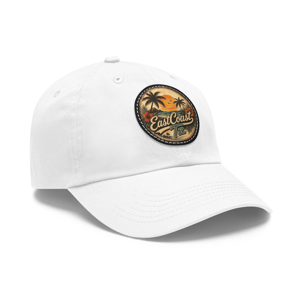 East Coast Retro Leather Patch Dad Hat — Vintage Palm Beach Baseball Cap