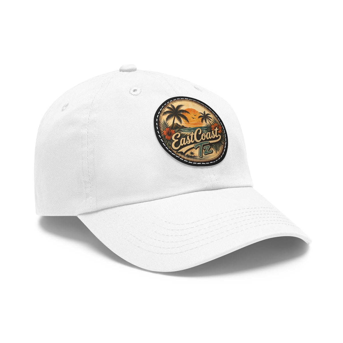 East Coast Retro Leather Patch Dad Hat — Vintage Palm Beach Baseball Cap