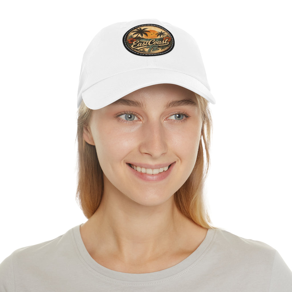East Coast Retro Leather Patch Dad Hat — Vintage Palm Beach Baseball Cap