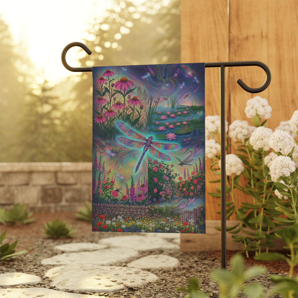 Dragonfly Garden Flag – Mystical Floral House Banner