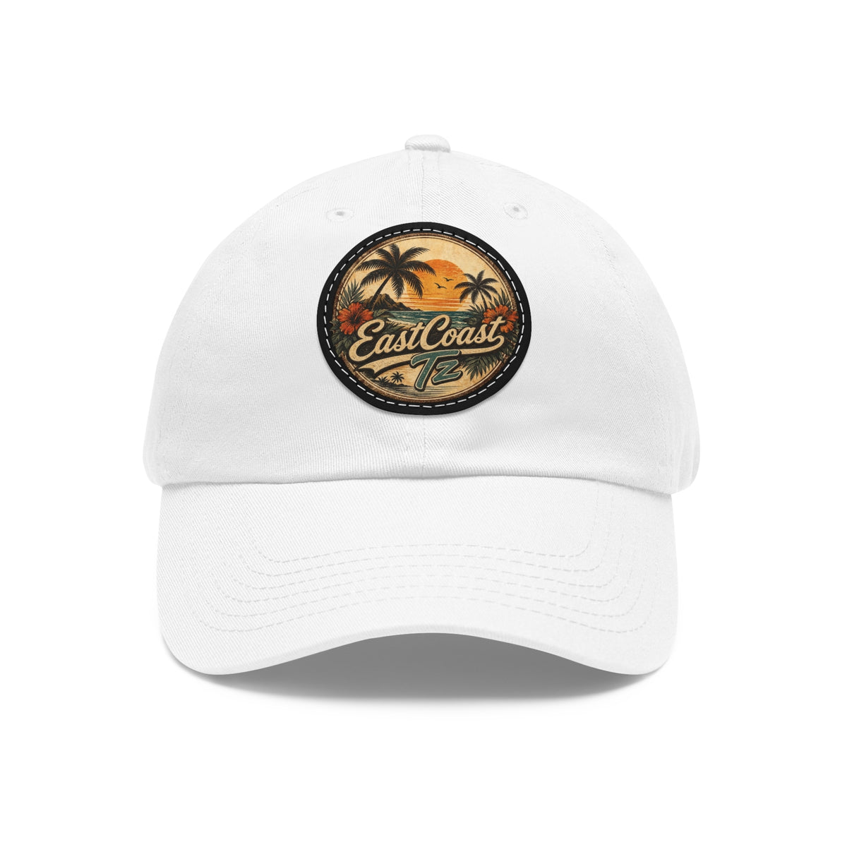 East Coast Retro Leather Patch Dad Hat — Vintage Palm Beach Baseball Cap