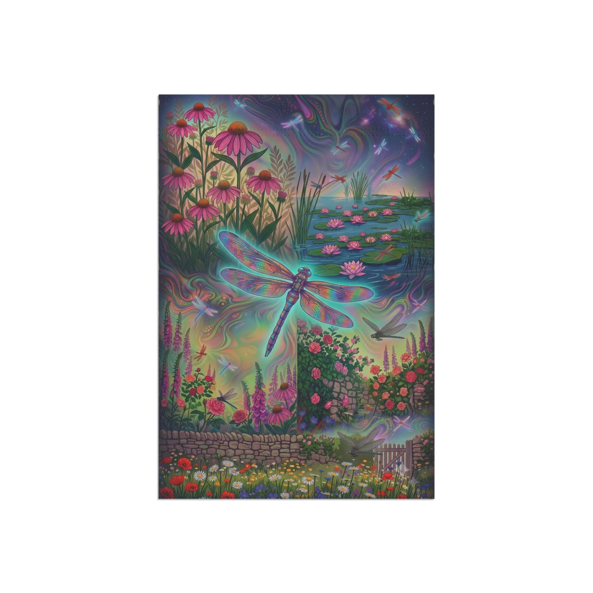 Dragonfly Garden Flag – Mystical Floral House Banner