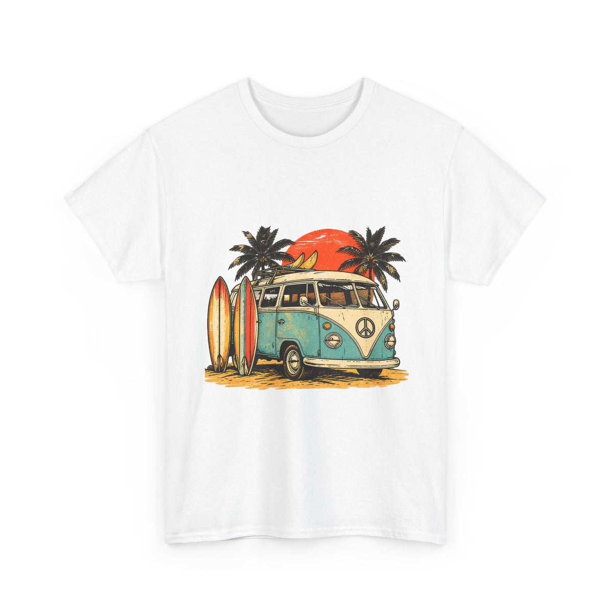 Retro Surf T-Shirt Vintage Beach Surfboard Tee