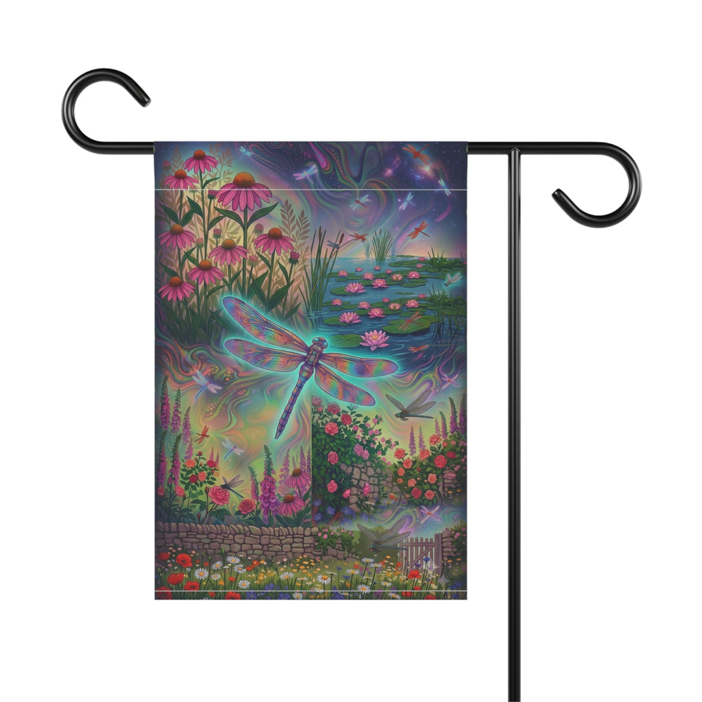 Dragonfly Garden Flag – Mystical Floral House Banner