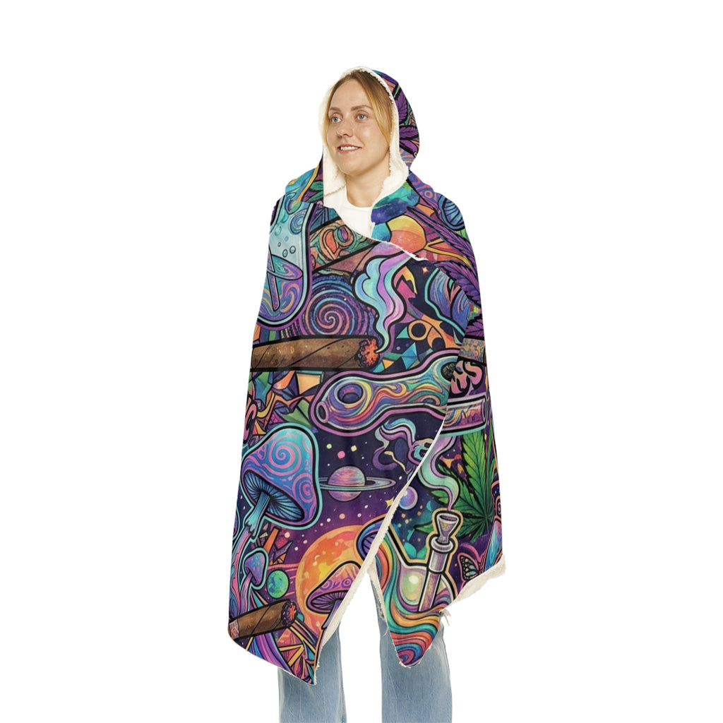 Hooded Blanket — Tropical Flamingo Sunset Snuggle Blanket